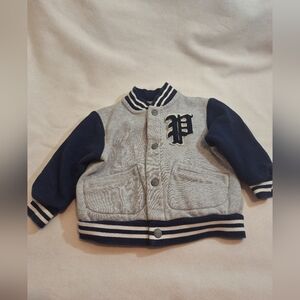 Ralph Lauren Infant Fleece Jacket in Light Gray and Dark Blue